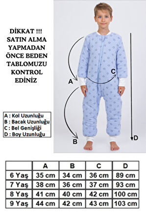 Erkek Çocuk Uyku Tulumu Kalın Elyaf Dolgulu Premium Kalite 2.5 Tog 