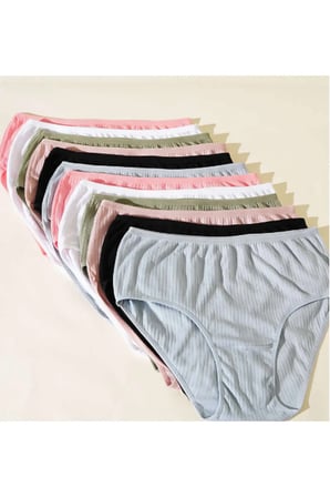 Kadın Cotton Bikini 12'li Paket 0592 Nefes Alan Dokulu Kumaş (Tutku Bikini Modeli)
