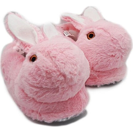 Mergenshoes Unisex Hayvanlı Tavşanlı Panduf (Pembe)