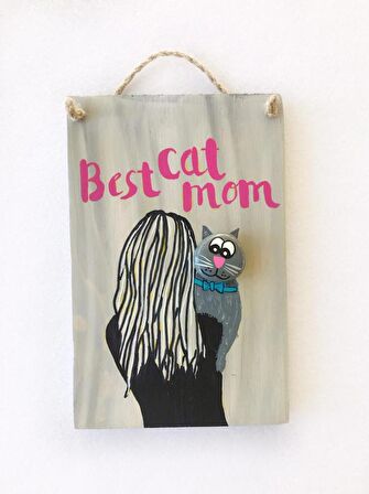 Best Cat Mom Anneler Günü Blue Bow Pano