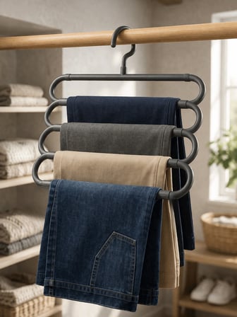 Beylini 4 Gözlü Pantolon Askılığı Kaydırmaz Dayanıklı Pantolon Organizeri Şal Atkı Eşarp Gardrop Düzenleyici