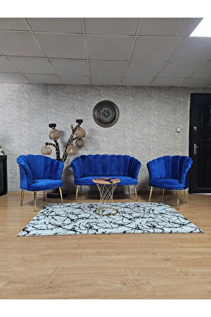Papatya Çay Seti Koltuk Takımı Gold Sivriltme Ayak, Balkon, Salon, Ofis, Cafe Koltuk Takımı