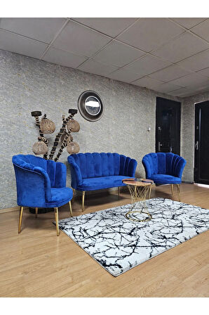 Papatya Çay Seti Koltuk Takımı Gold Sivriltme Ayak, Balkon, Salon, Ofis, Cafe Koltuk Takımı