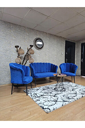 Papatya Çay Seti Koltuk Takımı Siyah Boyalı Sivriltme Ayak, Balkon, Salon, Ofis, Cafe Koltuk Takımı