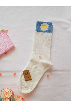 2 ÇİFT PAPATYA PAMUKLU KOKULU KADIN ÇORAP YUMUŞAK DİKİŞSİZ EKRU KAHVE SOKET 36 40