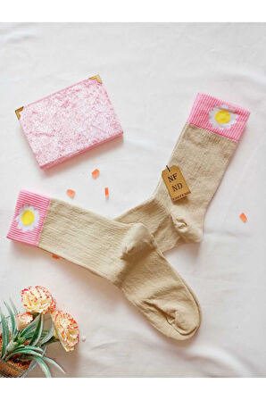 2 ÇİFT PAPATYA PAMUKLU KOKULU KADIN ÇORAP YUMUŞAK DİKİŞSİZ YEŞİL KAHVE SOKET 36 40