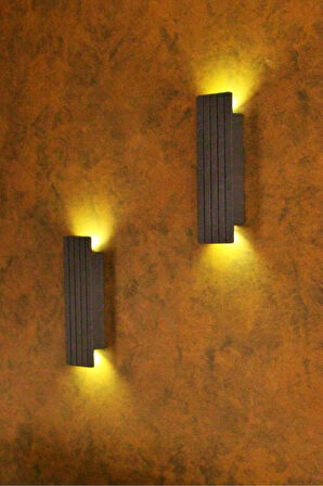 Pilli Dekoratif Duvar Aydınlatması Aplik Gece Lambası (ANTRASİT-AMBER) 2 Adet