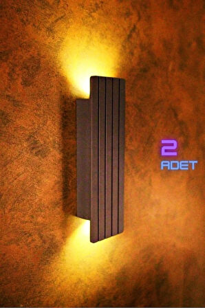 Pilli Dekoratif Duvar Aydınlatması Aplik Gece Lambası (ANTRASİT-AMBER) 2 Adet