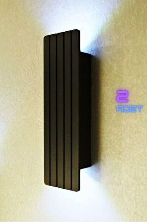 2 Adet Pilli Dekoratif Duvar Aydınlatması Aplik Gece Lambası Siyah Yarı Mat Beyaz Işık