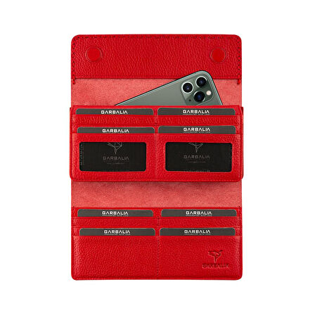 Garbalia Paris Hakiki Deri Saraç Dikişli Telefon Bölmeli Kadın Portföy Cüzdanı