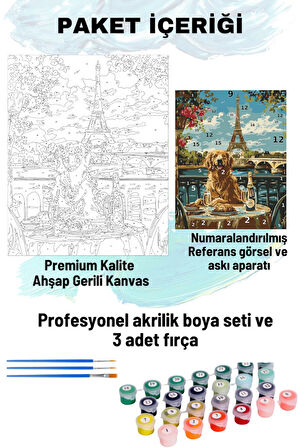 Sayılarla Boyama Seti Numaralı Tuval Fırça Boya 40x50 Cm - PARİS GOLDEN