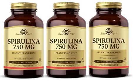 Solgar Spirulina 750 mg 80 Kapsül 3 Adet
