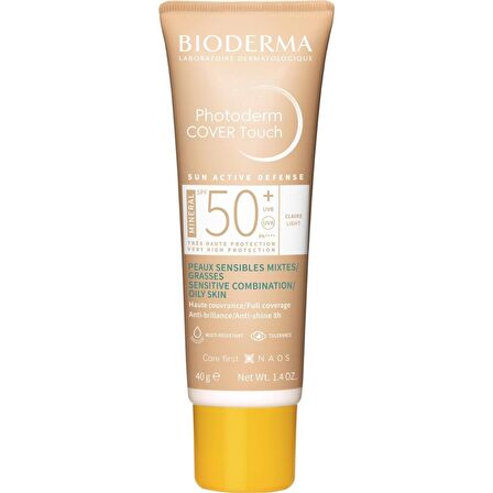 Bioderma Photoderm Cover Touch 50+ Faktör Fondoten Etkili Karma-Yağlı Ciltler İçin Renksiz Yüz Güneş Koruyucu Krem 2x40 ml