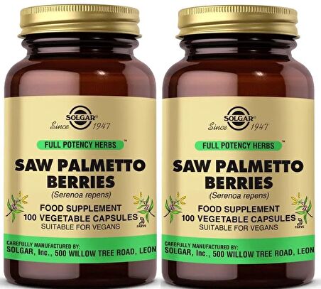 Solgar Saw Palmetto Berries 100 Kapsül 2 Adet