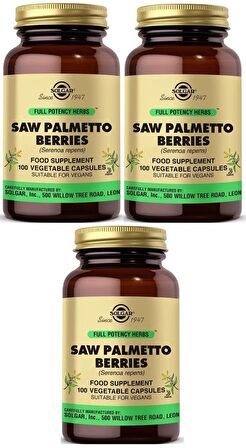 Solgar Saw Palmetto Berries 100 Kapsül 3 Adet