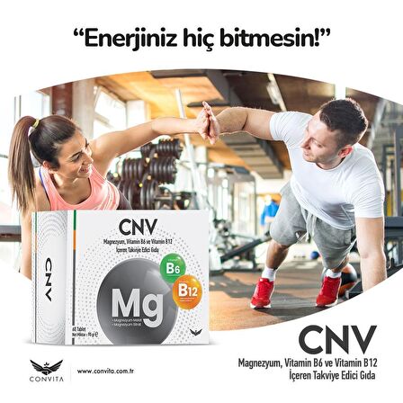 CONVİTA MAGNEZYUM,VİTAMİN B6 VE VİTAMİN B12 60 TABLET 3 Adet