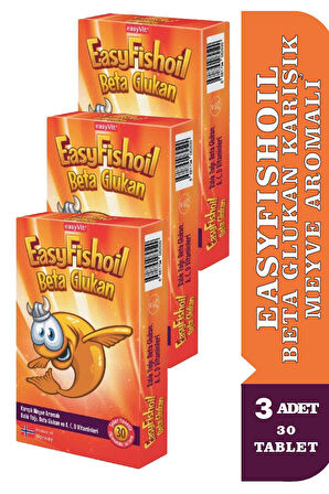 EasyFishoil Beta Glukan Karışık Meyve Aromalı 30 Jel Tablet 3 Adet