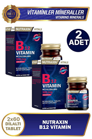 Nutraxin B12 Vitamin 1000mcg 60 Tablet 2 Adet