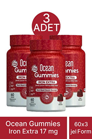 Ocean Gummies Iron Extra 17 mg 60 Çiğnenebilir Jel 3 Adet