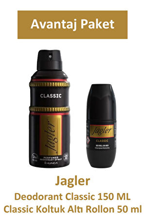 Jagler Deodorant Classic 150 ml + Jagler Bay Classic Koltuk Altı Rollon 50 ml