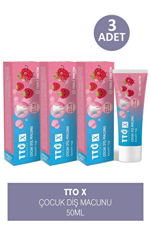 Tto X Çocuk Diş Macunu Çilek Aromalı 50 ml 3 Adet