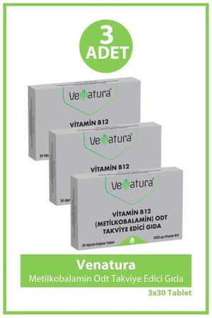 Venatura Vitamin B12 Metilkobalamin ODT 30 Tablet 3 Adet