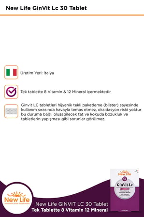 New Life GinVit-Lc L- Carnitine 30 Film Tablet 2 Adet