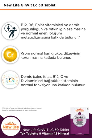 New Life GinVit-Lc L- Carnitine 30 Film Tablet 2 Adet