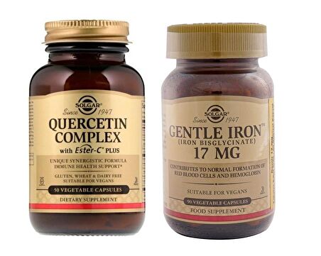 Solgar Quercetin Complex with Ester-C Plus 50 Tablet+Solgar Gentle Iron 17 mg 90 Kapsül