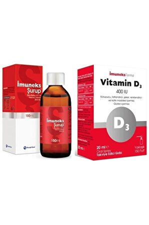 Imuneks Şurup 150 Ml+Imuneks Vitamin D3 400 Iu Sprey 20 Ml