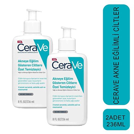 Cerave Akneye Eğilimli Ciltler İçin Özel Temizleyici 236 ml 2 Adet