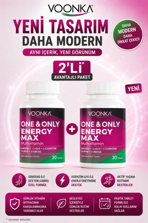 Voonka OneOnly Energy Max Multivitamin 30 Tablet 2 Adet