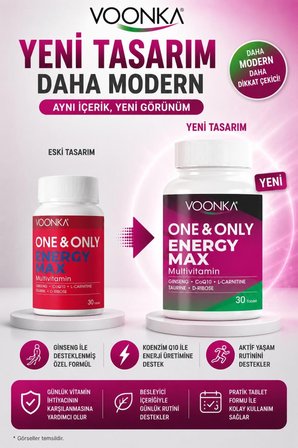 Voonka OneOnly Energy Max Multivitamin 30 Tablet 2 Adet