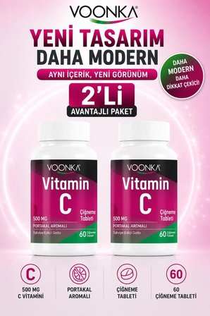 Voonka Vitamin C 500 Mg 62 Çiğneme Tableti 2 Adet