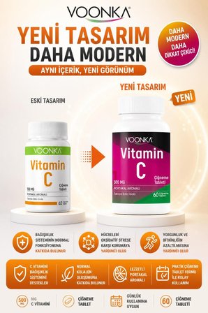 Voonka Vitamin C 500 Mg 62 Çiğneme Tableti 2 Adet