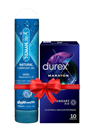 Durex Maraton Geciktiricili Prezervatif 10'lu + Humanlife Doğal Kayganlaştırıcı Jel Lubricant 125 ml