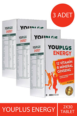 Youplus Energy Vitamin Mineral Kompleksi 30 Tablet 3 Adet