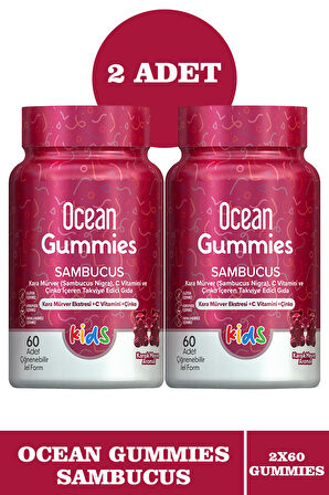 Ocean Gummies Sambucus 60 Adet Çiğnenebilir Jel Form 2 Adet