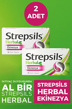 Strepsils Herbal Ekinezya Aromalı 16 Pastil 2 Adet