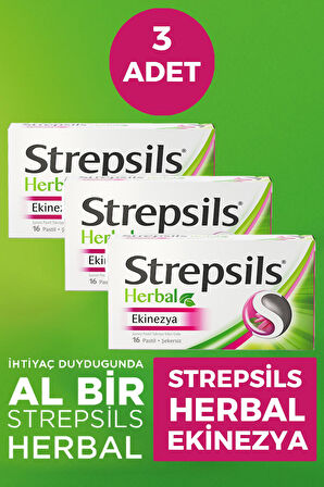 Strepsils Herbal Ekinezya Aromalı 16 Pastil 3 Adet