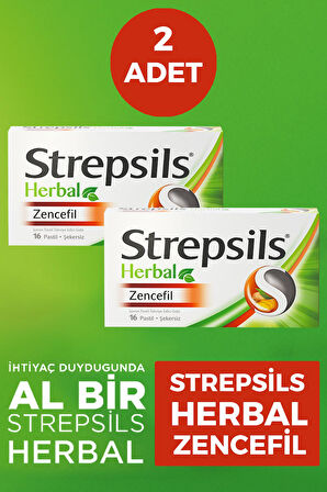 Strepsils Herbal Zencefil Aromalı 16 Pastil 2 Adet