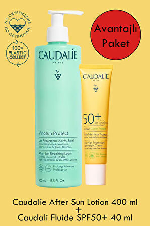 Caudalie Fluide UVA/UVB SPF50+ 40 ml + Caudalie After Sun Repairing Lotion 400 ml