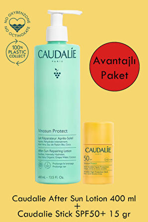 Caudalie Invisible High Protection Stick SPF50+ 15 gr + Caudalie After Sun Repairing Lotion 400 ml