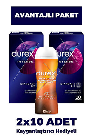 Durex Intense Prezervatif 10'lu 2 Adet Masaj Jeli Hediyeli