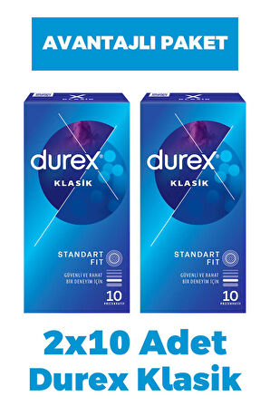 Durex Klasik Prezervatif 10'lu 2 Adet