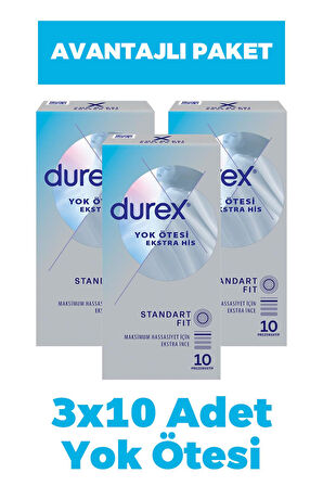 Durex Yok Ötesi Ekstra İnce Ekstra His 10'lu Prezervatif 3 Adet