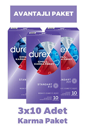 Durex Chill Prezervatif 10'lu 3 Adet