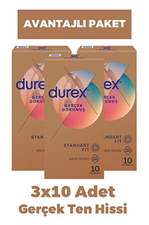 Durex Gerçek Dokunuş Ultra Kaygan Prezervatif 10'lu 3 Adet