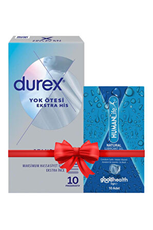 Durex Yok Ötesi Ekstra İnce Ekstra His 10'lu Prezervatif + HumanLife 5 gr X 10 Doğal Jel Lubricant