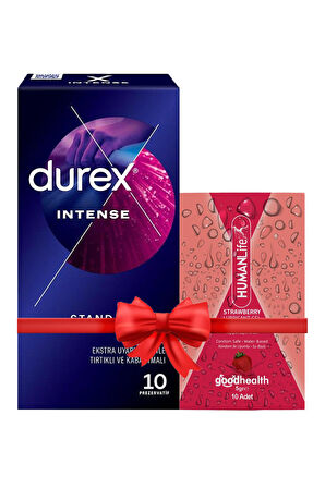 Durex Intense Prezervatif 10'lu + HumanLife 5 gr X 10 Çilek Aromalı Jel Lubricant